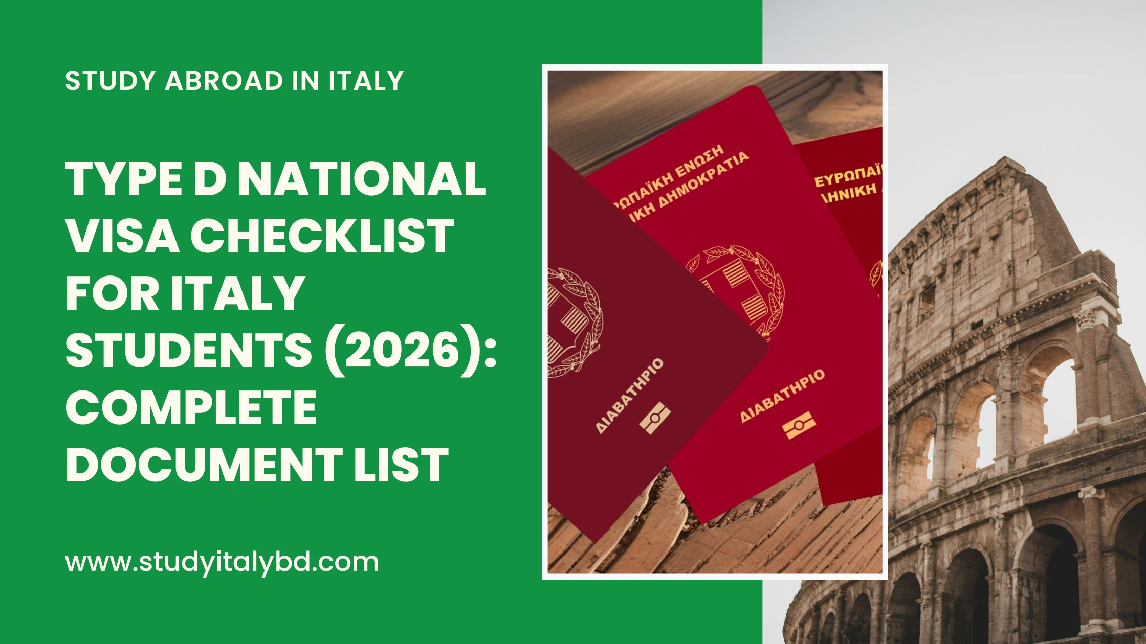 Type D national visa checklist for Italy students from Bangladesh, 2026 guide